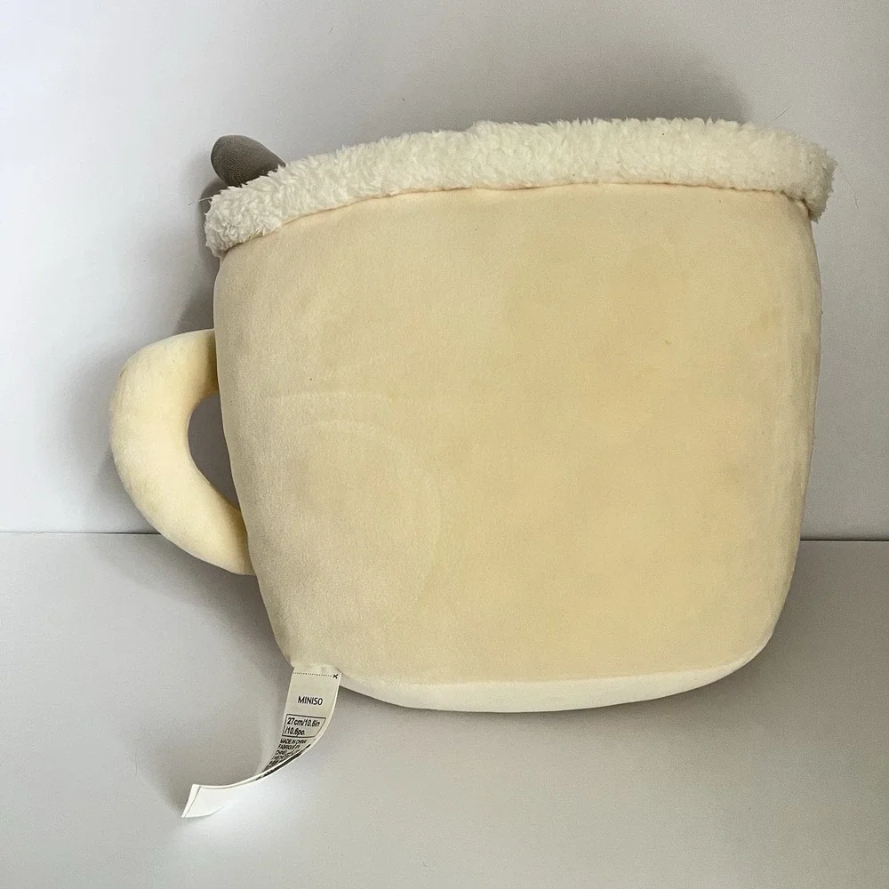 MINISO Plush Cappuccino hot coffee cup  large face 11